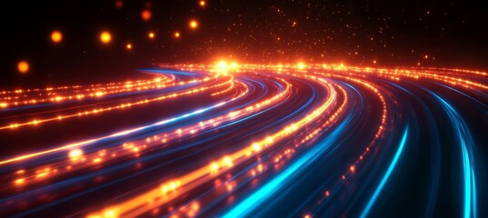 Poster - Dynamic Energy Flow Simulation with Curving Light Trails and Motion Elements for Digital Background