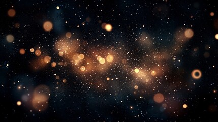 Poster - Elegant Dark Background with Golden Glitters and Bokeh Lights for Festive Holiday Celebrations
