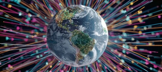 Poster - Vibrant Global Connections in Digital Networks, Showcasing Modern Communication Innovations