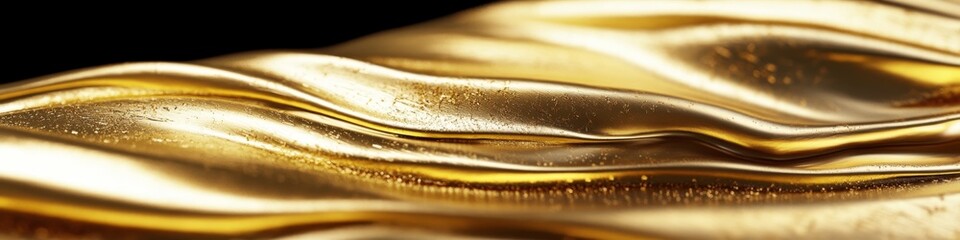 Poster - Fluid Gold Waves with Textured Metallic Surface, Creating Abstract Motion and Vibrant Ripples
