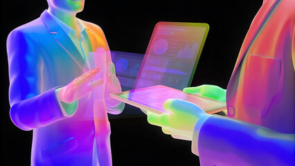 Aufkleber - chat robot ai assistant concept businessman show command prompt to smart ai chatbot modern technology ai or artificial intelligence service business analysis futuristic technology transformation