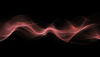 Poster - Dynamic Flowing Crimson Curves and Abstract Networks on Black Backdrop, Futuristic Design Elements