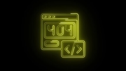 Error 404 Animation with Glowing Lines on Black Background