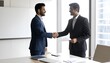 © ULFATRAZA - _Indian friendly ceo businessman hr director holding job contract hiring welcoming .