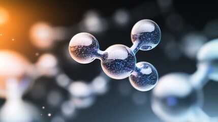 Poster - Connected Molecular Sphere Network with Light Reflections in a Detailed 3D Structure Design