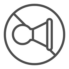Poster - No symbol signal horn line icon, prohibition concept, do not honk, traffic signaling is prohibited sign on white background, outline style icon for mobile and web design. Vector graphics.