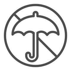 Poster - No symbol with umbrella line icon, prohibition concept, not fragile sign on white background, outline style icon for mobile and web design. Vector graphics.