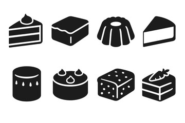 Aufkleber - Cake and dessert solid icon set. bakery, sweets, pastry, confectionery symbols
