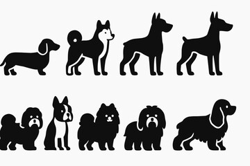 Poster - Dog silhouette icon set. pet, breed silhouettes collection for animal lovers