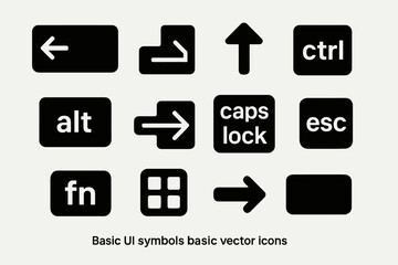 Poster - User interface, control solid icon set. basic ui symbols solid collection