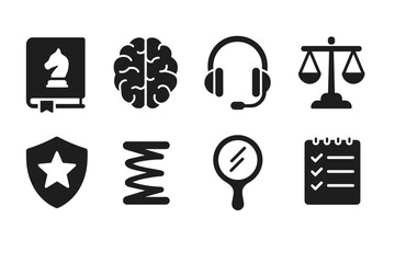 Poster - Education, business solid icon set. learning, brainstorm solid collection