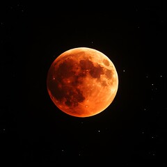 red moon rises above dreamy starry sky eclipse view high resolution picture