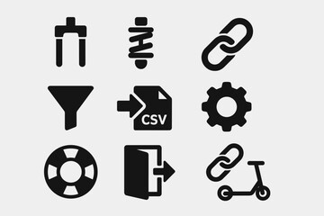 Poster - Technology, industry solid icon set. engineering, tools, and manufacturing icons