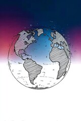 Poster - Stylized Globe Illustration Featuring Continents Against a Vibrant Dynamic Background for Projects