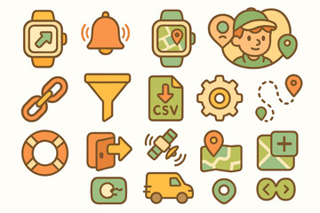 Poster - Navigation, map, gps flat icon set. travel, direction and location icons collection