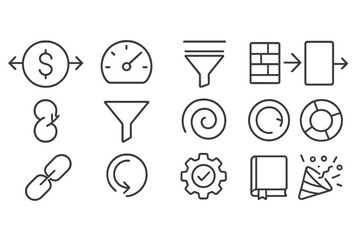 Poster - Finance, data management line icon set. business, analysis essentials linear collection