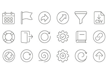 Poster - Business, productivity line icon set. workflow, office tools outline collection