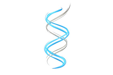 Poster - Blue and grey swirling lines forming a dynamic double helix shape against a transparent background, embodying modern scientific innovation