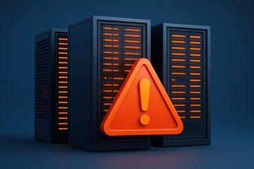 Poster - Server System Experiences Critical Alert, Indicating Potential Data Breach, Requiring Immediate Attention To Maintain Network Stability in a Modern Data Center.