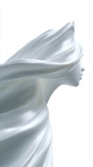 Poster - A single, white abstract wave form, flowing gracefully, isolated on a pure white background. Flow, movement, design.