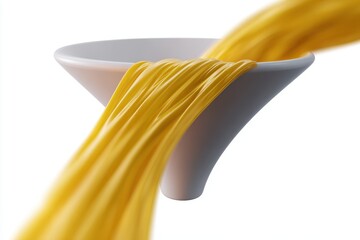 Poster - An abstract representation of a data stream flowing into a funnel, isolated on a pure white background. Data optimization, process.