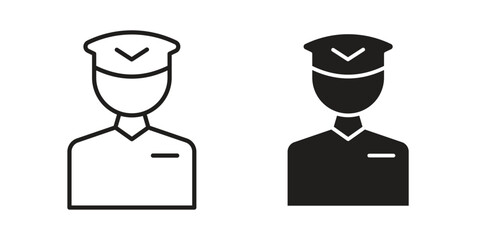 Wall Mural - User pilot icon vector in simple flat design, outline.