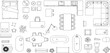© Mounir - Furniture outline top view. Floor plan icons set for design interior and architectural project. Furniture thin line icon in top view for layout