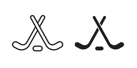 Wall Mural - Hockey sticks icon vector in simple flat design, outline.