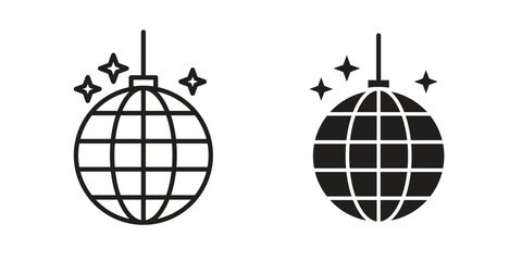 Wall Mural - Disco ball icon vector in simple flat design, outline.