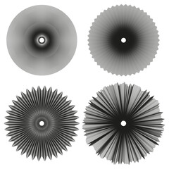 Poster - Circular rosette set. Guilloche spiral form. Abstract radial Vector. Grey gradient design.