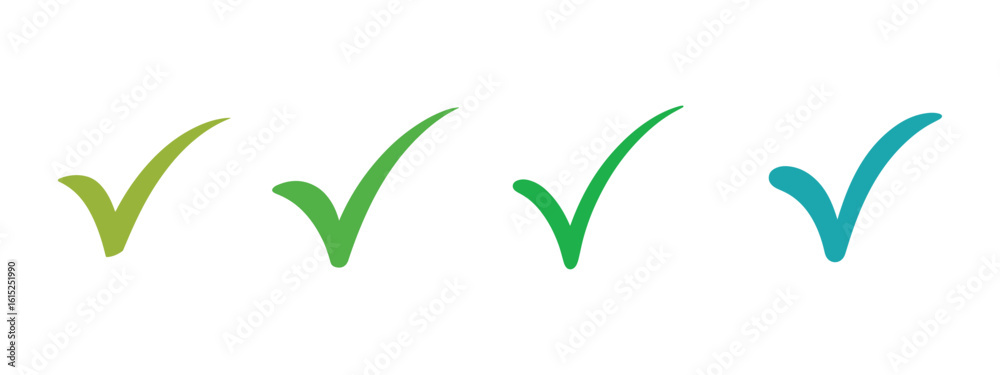 Green check mark red cross mark icon set Isolated tick symbols ...