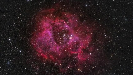 Wall Mural - flying through cosmos to the core of rosette nebula. high quality 4k footage