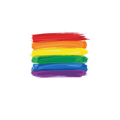 Poster - Rainbow brushstrokes on a white background art