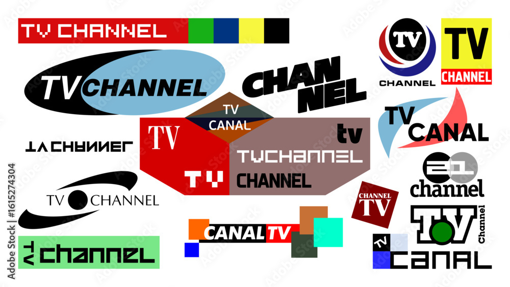 Basic Cable Channel Logos Diverse Vector Collection of Modern TV Channel and Broadcast Network ...