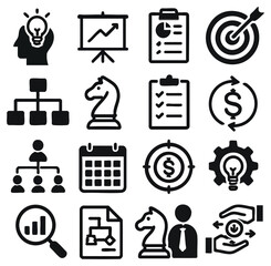 Poster - A collection of business icons. this image showcases a diverse set of business icons, perfect for illustrating various business concepts. a range of business icons are featured,