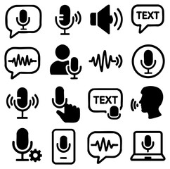 Poster - A collection of microphone icons, offering various visual representations of audio recording and communication. a versatile set of microphone symbols, ideal for design projects
