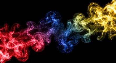 Poster - Colorful Smoke Abstract on Black Background
