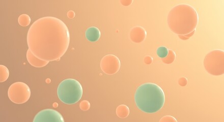 Poster - Abstract Floating Circles in Pastel Peach and Mint Green