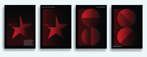 Poster - Modern posters . Vector design composition with colorful various geometric shapes . Abstract contemporary art . Vector art ideal for media, ads, covers, brochures, banners.
