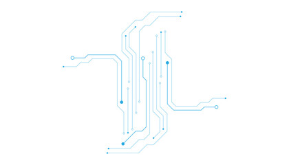 Poster -  Technology blue circuit diagram on white background. High-tech circuit board connection system.Vector abstract technology on white background.