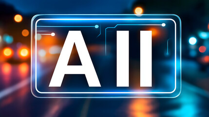 Poster - A glowing digital sign displays the word 