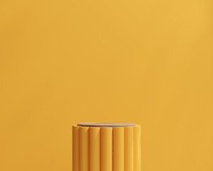 Poster - Yellow Minimal Backdrop Podium Platform For Product Display Presentation 3D Rendering	
