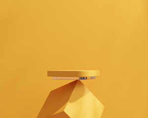 Poster - Yellow Minimal Backdrop Podium Platform For Product Display Presentation 3D Rendering	
