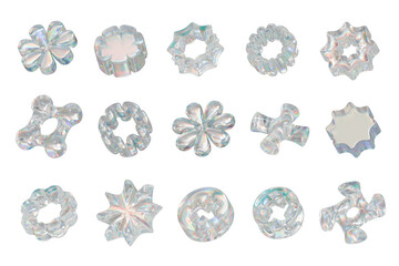 Poster - Holographic element object set pack isolated background 3d rendering	
