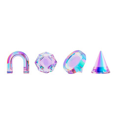 Poster - Iridescent geometric figures shimmer with translucent allure on a transparent canvas, capturing