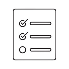 Poster - Simple checklist icon on a document representing task management to do list planning project completion and survey form questions line vector stroke