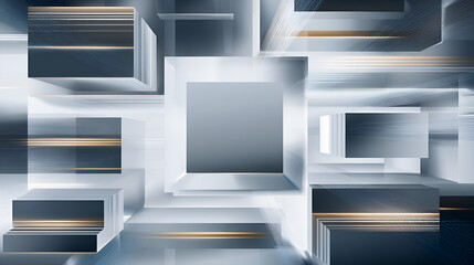 Poster - Abstract arrangement of layered translucent geometric shapes with highlights