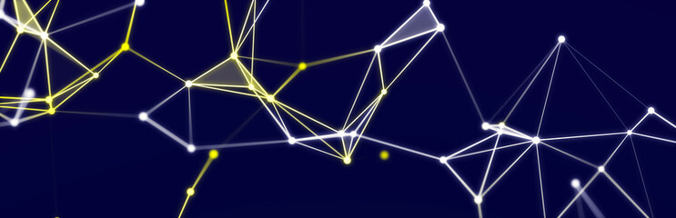 Poster - Abstract digital communication points. Technological background. Network connection structure. Color plexus effect. 3D