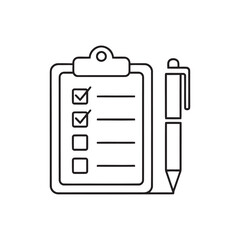 Poster - Checklist icon with clipboard and pen for task management project planning survey form and to do list organization for productivity line vector stroke