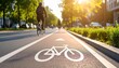 © Meta Hemwipat - Cycle Path Journey: A cyclist pedals along a dedicated bike lane, symbolizing the freedom and vitality of urban cycling, under the warm glow of the sun.